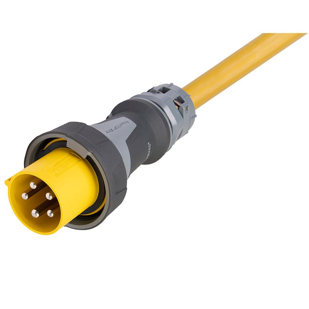 Marinco 100 Amp 120/208V 4-pole shore power cable with yellow flexible cord and male plug