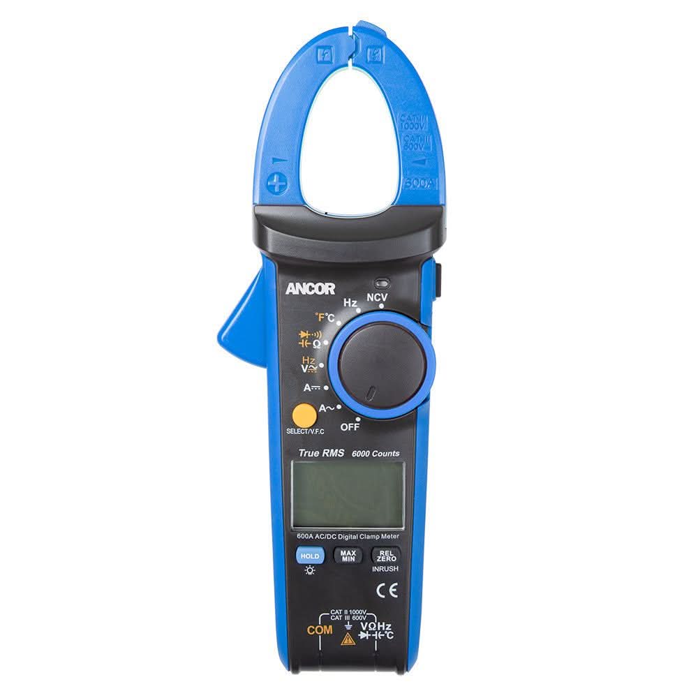 Ancor True RMS 12 Function Digital Snap-Around Meter with backlit screen and non-contact AC voltage testing