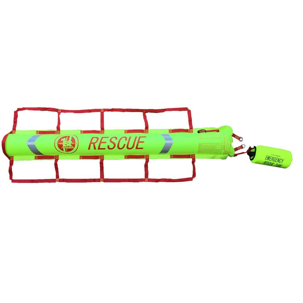 First Watch RBA-200 inflatable rescue tube with multi-handles and bright yellow nylon shell for water safety and emergency rescue