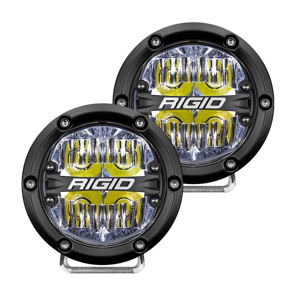 RIGID Industries 360-Series 4" LED off-road fog lights with black housing and white backlight