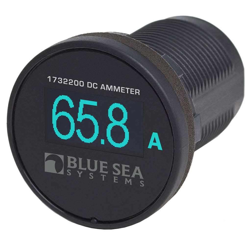 Blue Sea 1732200 Mini OLED Ammeter with blue daylight readable display and compact design