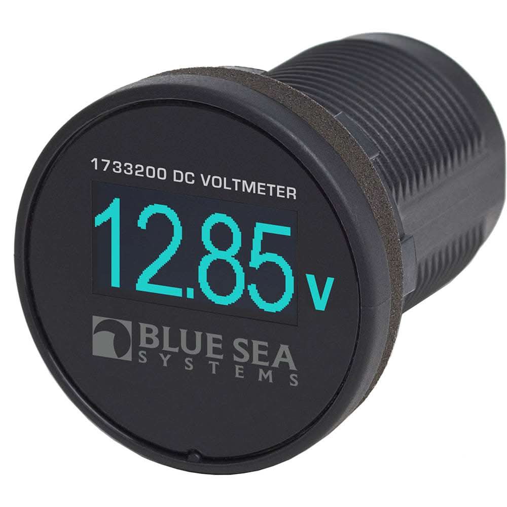 Blue Sea 1733200 Mini OLED DC voltmeter with bright blue display for 12V/24V systems