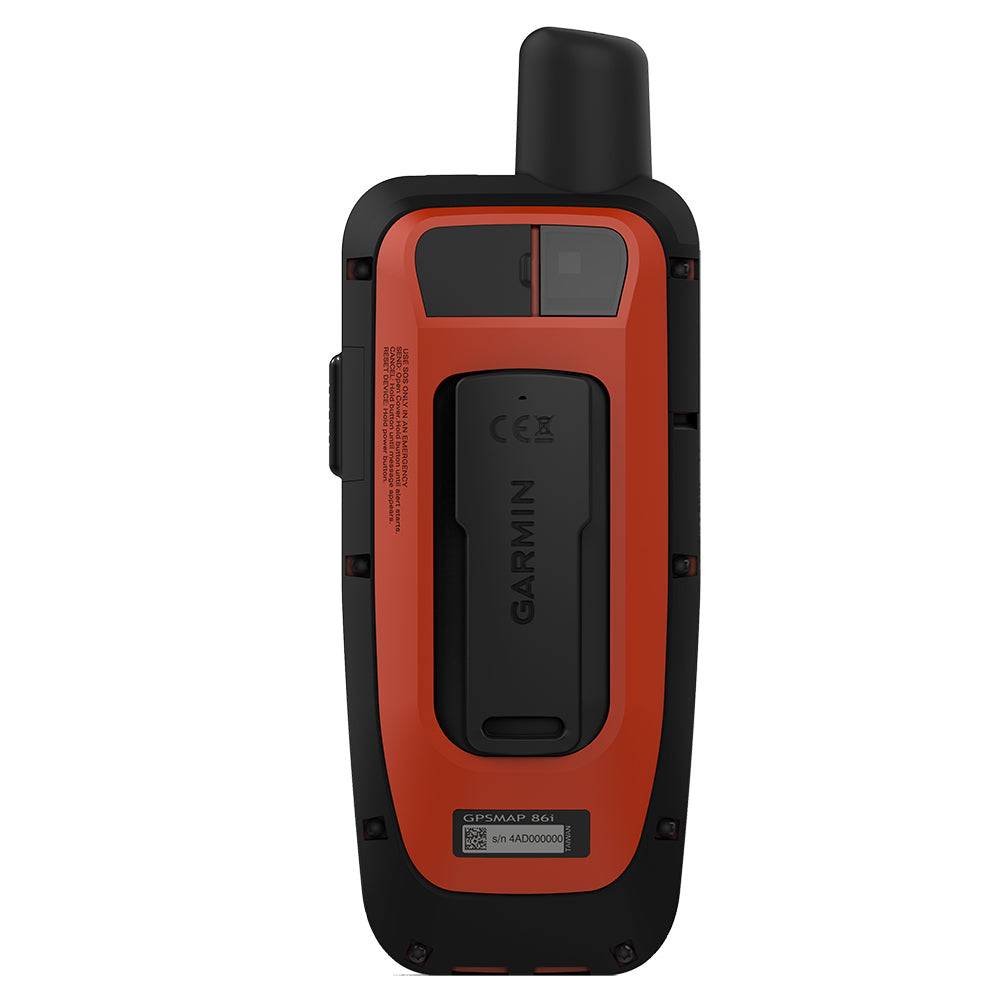Garmin GPSMAP 86i handheld GPS device with waterproof orange and black design and inReach satellite communication