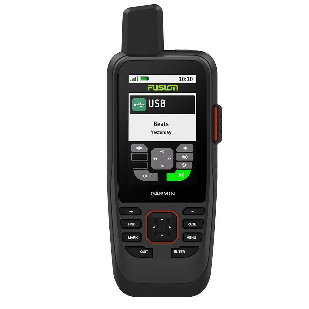 Garmin GPSMAP 86sci handheld marine GPS device with inReach and BlueChart g3 coastal charts, floating water-resistant design, and remote control features.