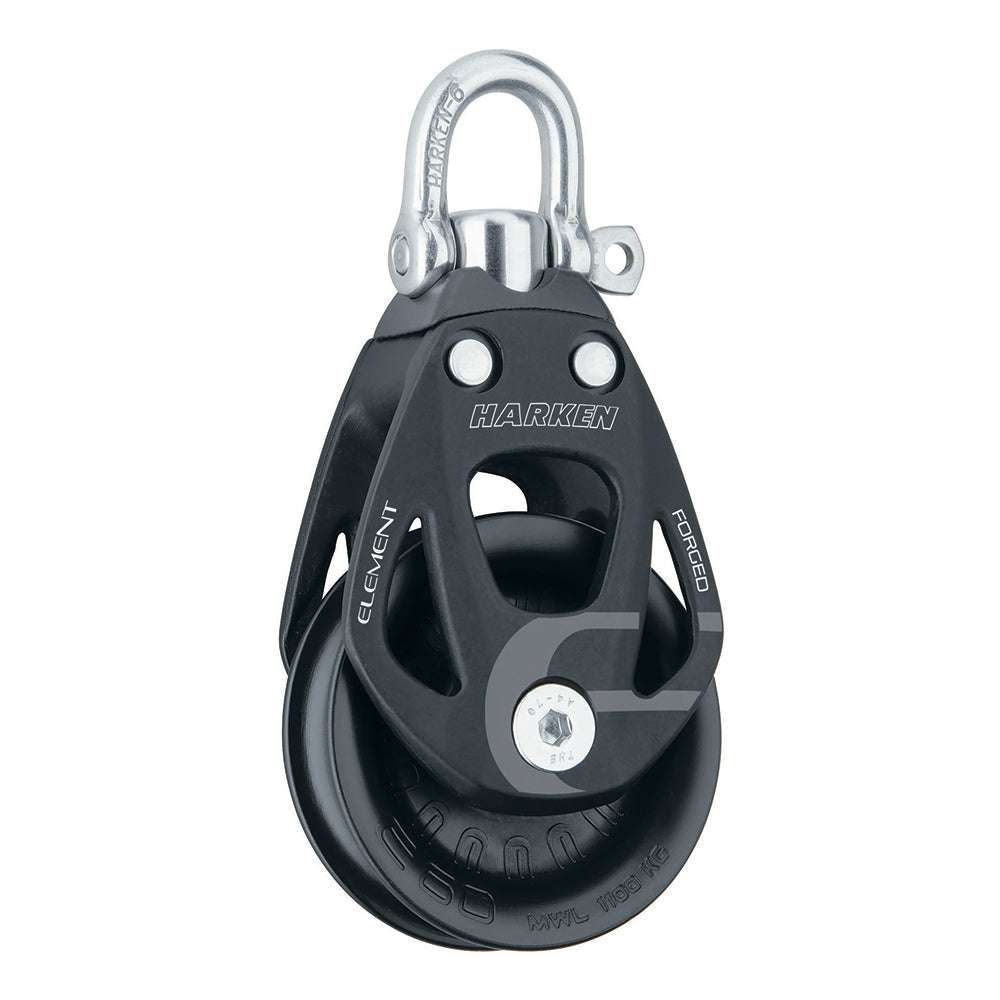 Harken 60mm single aluminum element block with swivel, forged aluminum sideplates, corrosion-resistant, 1100kg load capacity boat pulley block