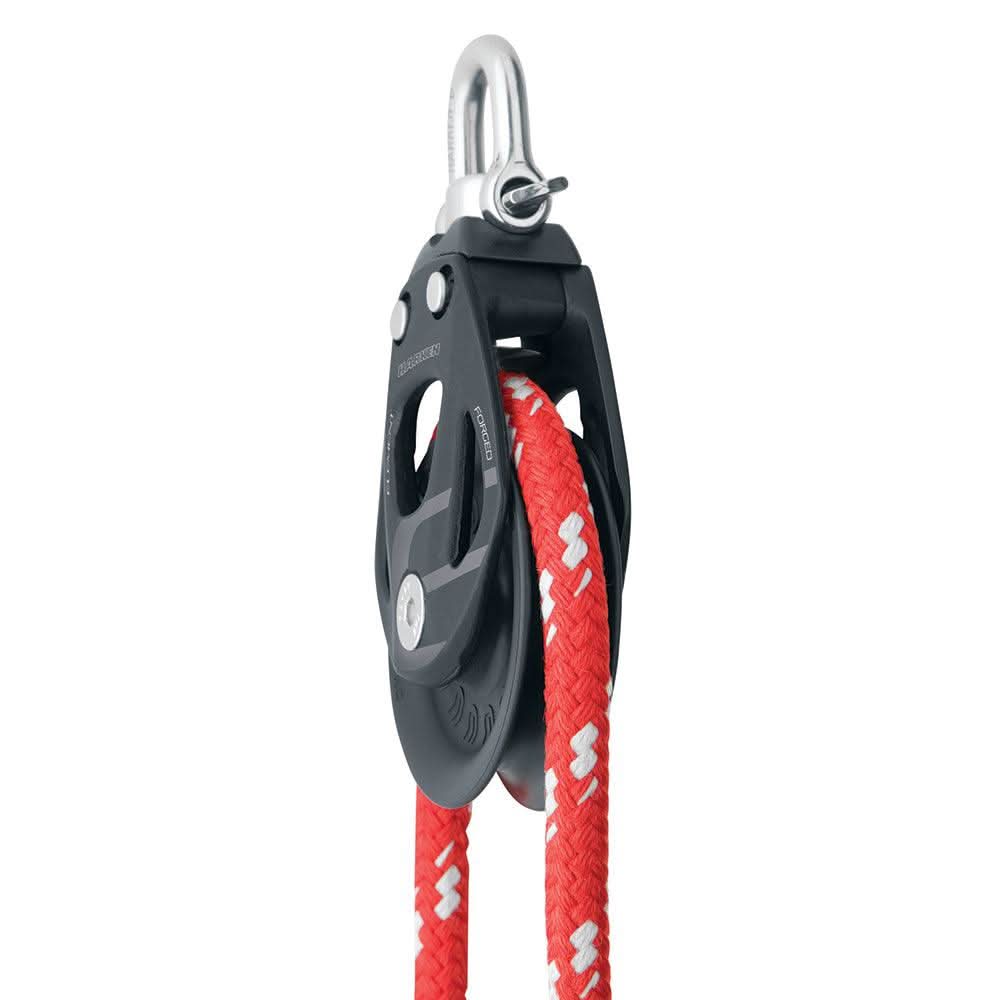 Harken 60mm single aluminum element block with swivel and red rope