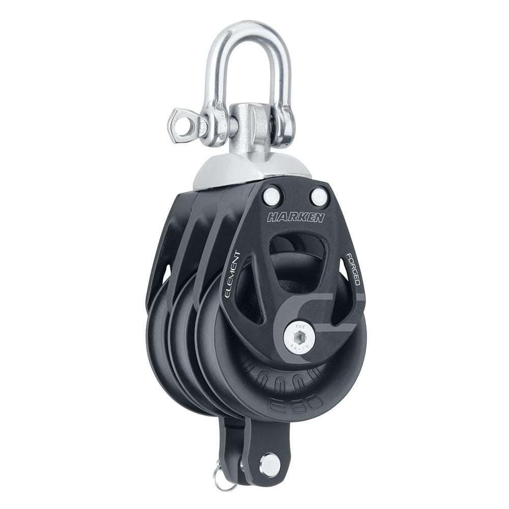 Harken 60mm triple aluminum element block with swivel and becket for sailing rope management