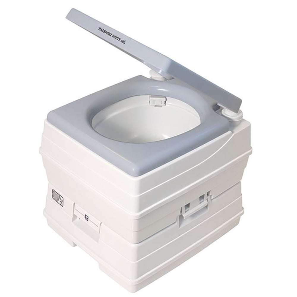 Dock Edge Passport Potty portable 18L grey flush toilet with durable construction and waste level indicator