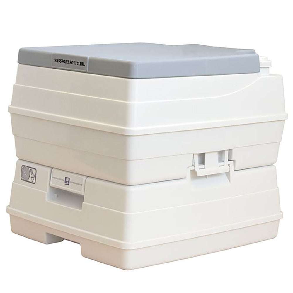 Dock Edge Passport Potty portable flush toilet grey 18L capacity leak-proof design