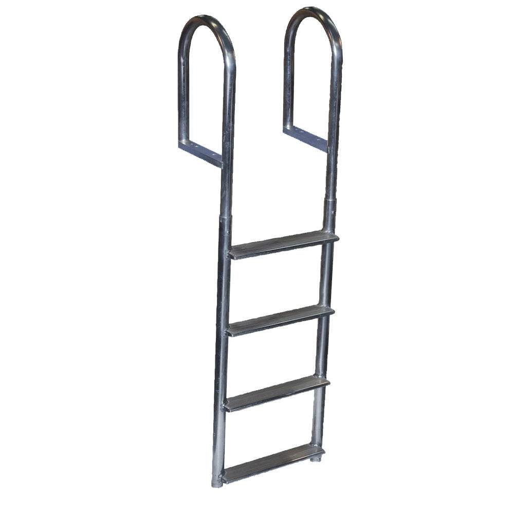 Dock Edge welded aluminum 4-step fixed wide step ladder for docks with 665 lb capacity