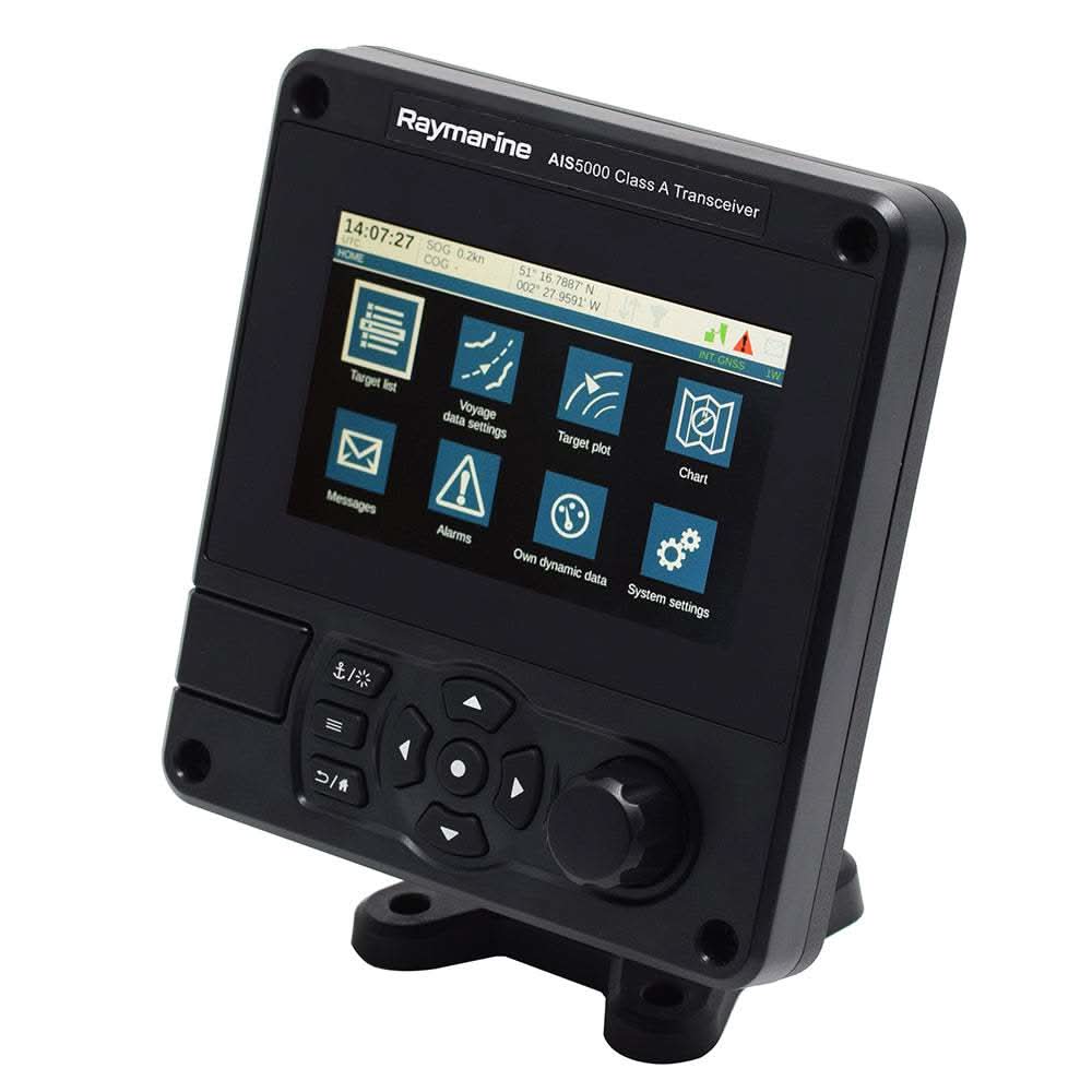 Raymarine AIS5000 Class A transceiver with color display and control buttons for maritime first responders