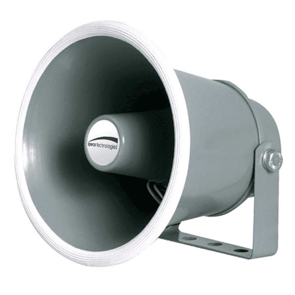 Speco 6 inch weather-resistant aluminum horn speaker with 4 ohms impedance and durable design