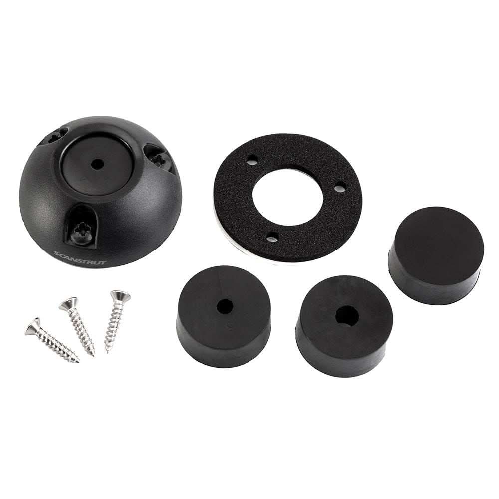 Black Small Deck Seal Connector kit for waterproof cable installation with screws and rubber seals