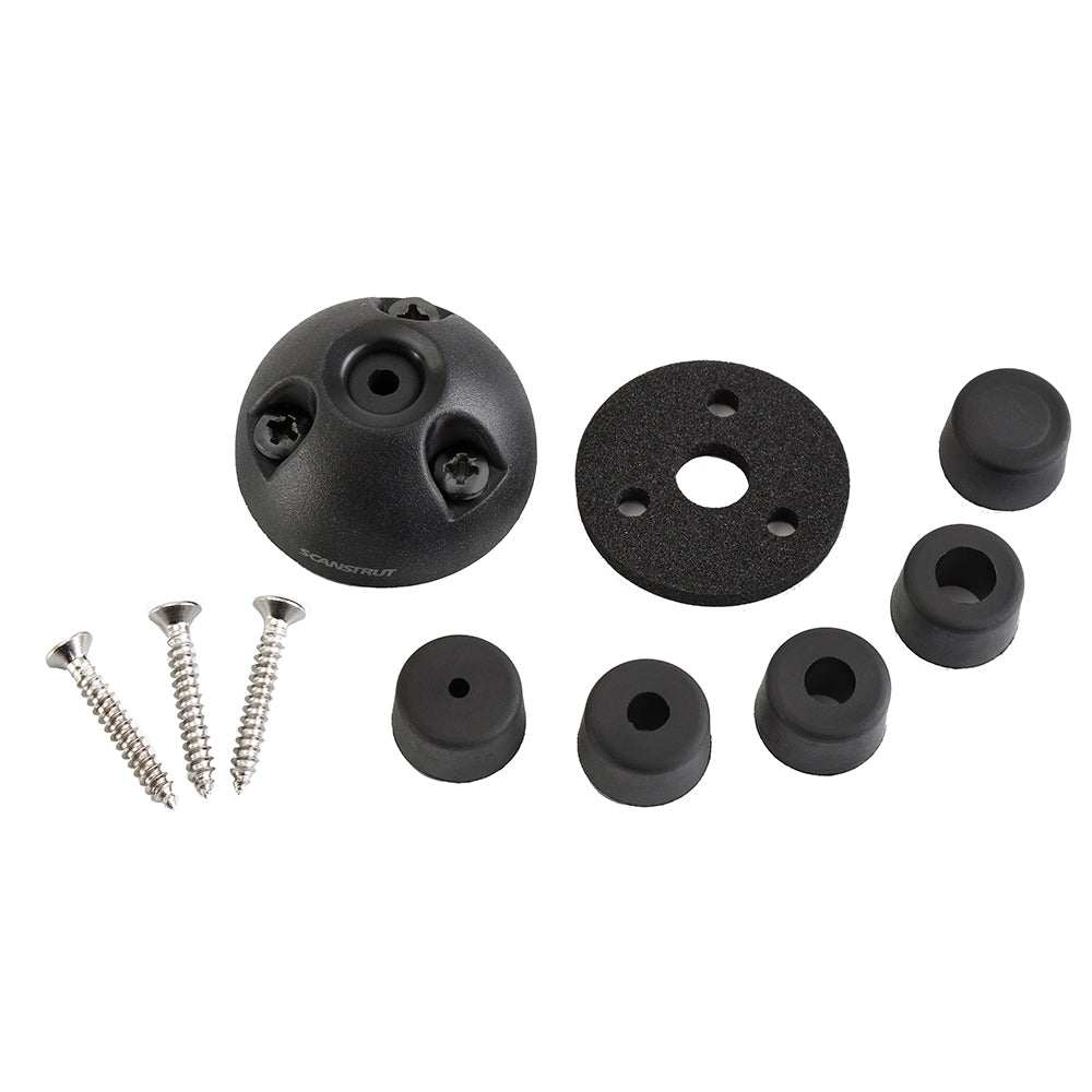 Scanstrut black micro deck seal connector kit with screws and rubber seals for .08 to .24 inch thickness