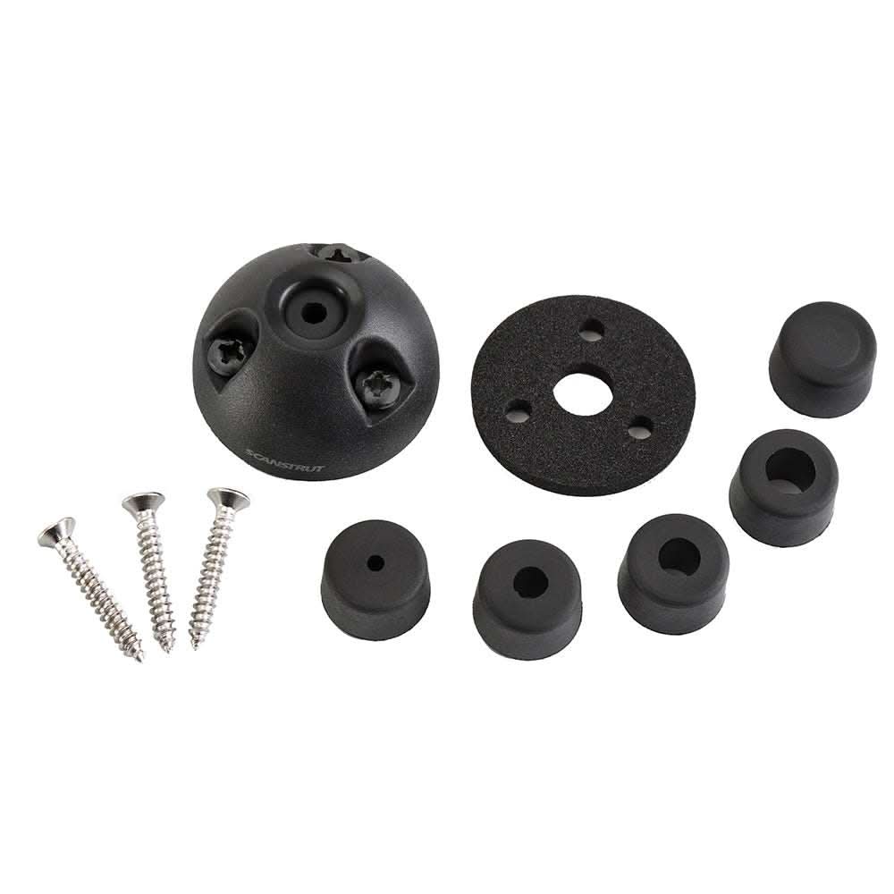 Scanstrut black micro deck seal connector kit with screws and rubber seals for .08 to .24 inch thickness