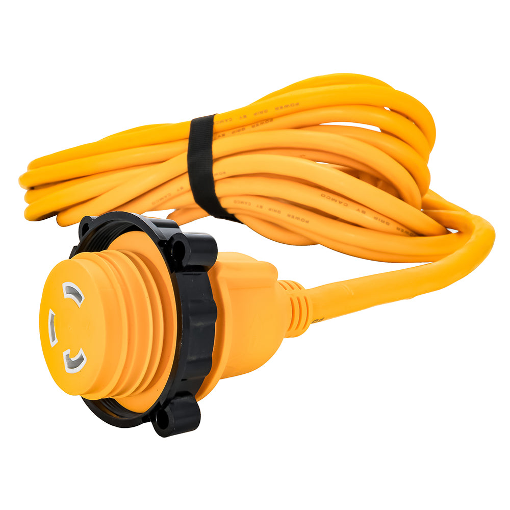 Camco 30 Amp Power Grip Marine Extension Cord - 50' M-Locking/F-Locking Adapter - 55613