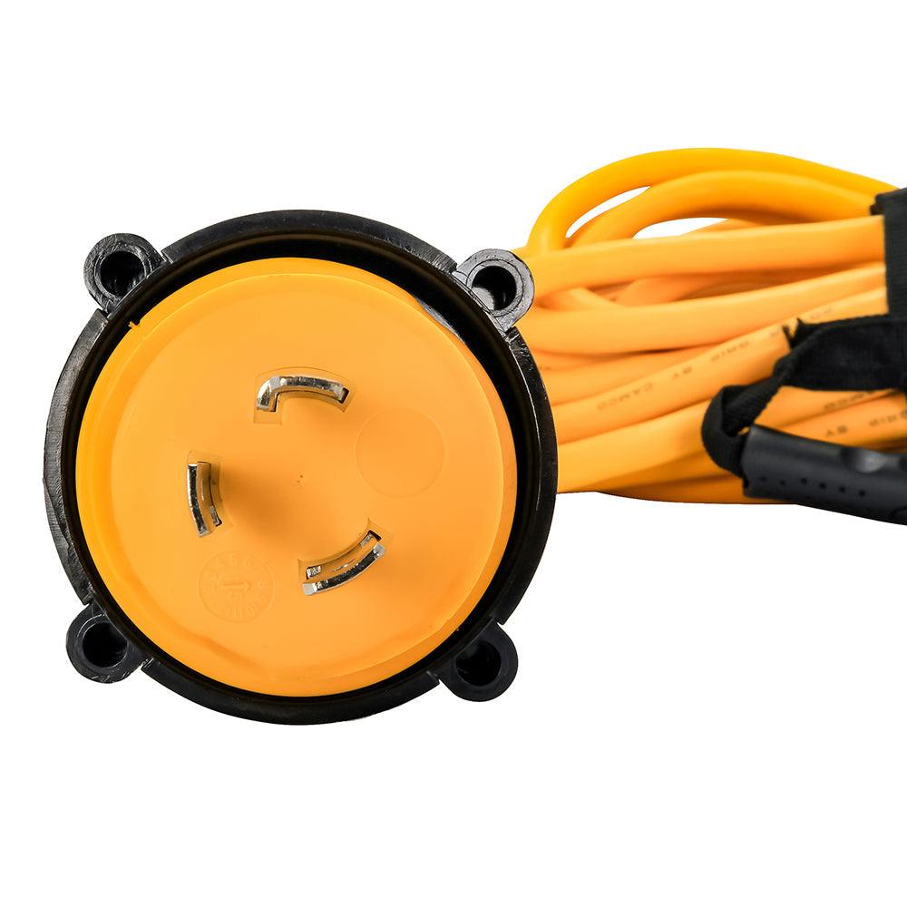 Camco 30 Amp Power Grip Marine Extension Cord 50-foot yellow heavy-duty locking adapter for boats