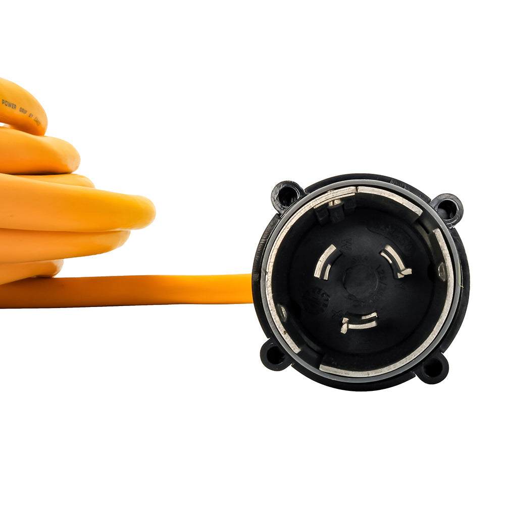 Camco 50 Amp Power Grip marine extension cord with 50-foot yellow heavy-duty locking adapter and weatherproof connectors