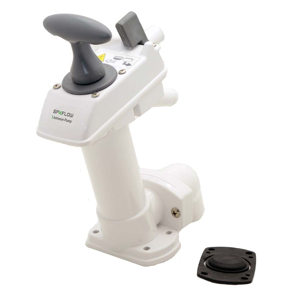 Johnson Pump Manual Toilet Pump with ergonomic hand-powered piston, adaptable for left or right handed use, compatible with AquaT marine toilets