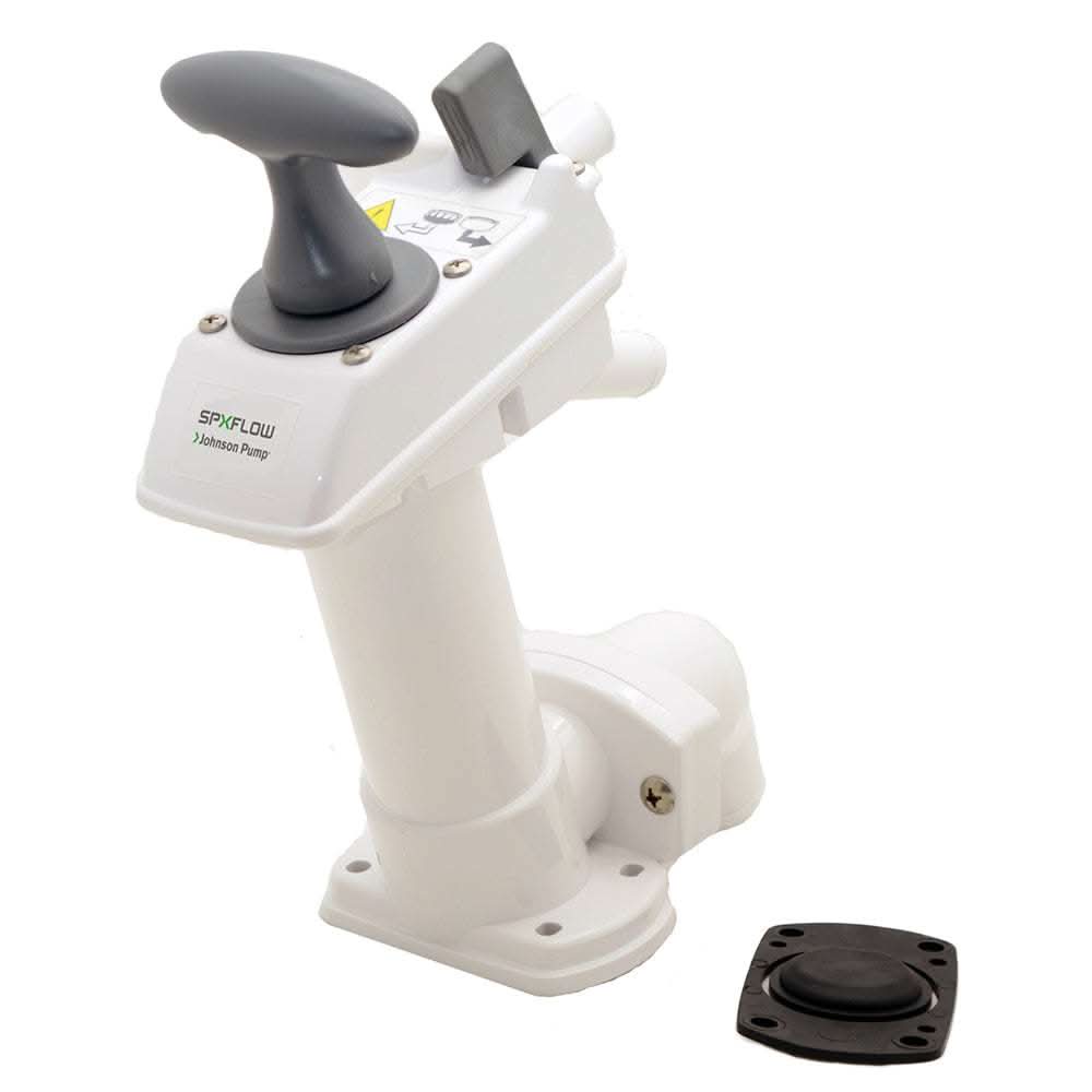 Johnson Pump Manual Toilet Pump with ergonomic hand-powered piston, adaptable for left or right handed use, compatible with AquaT marine toilets