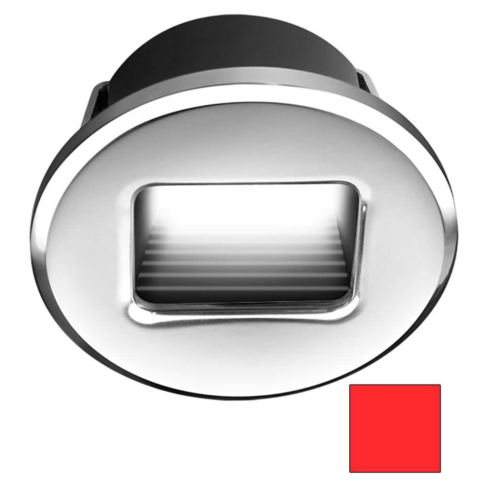 Ember E1150Z polished chrome round snap-in LED light with red illumination and stainless steel construction