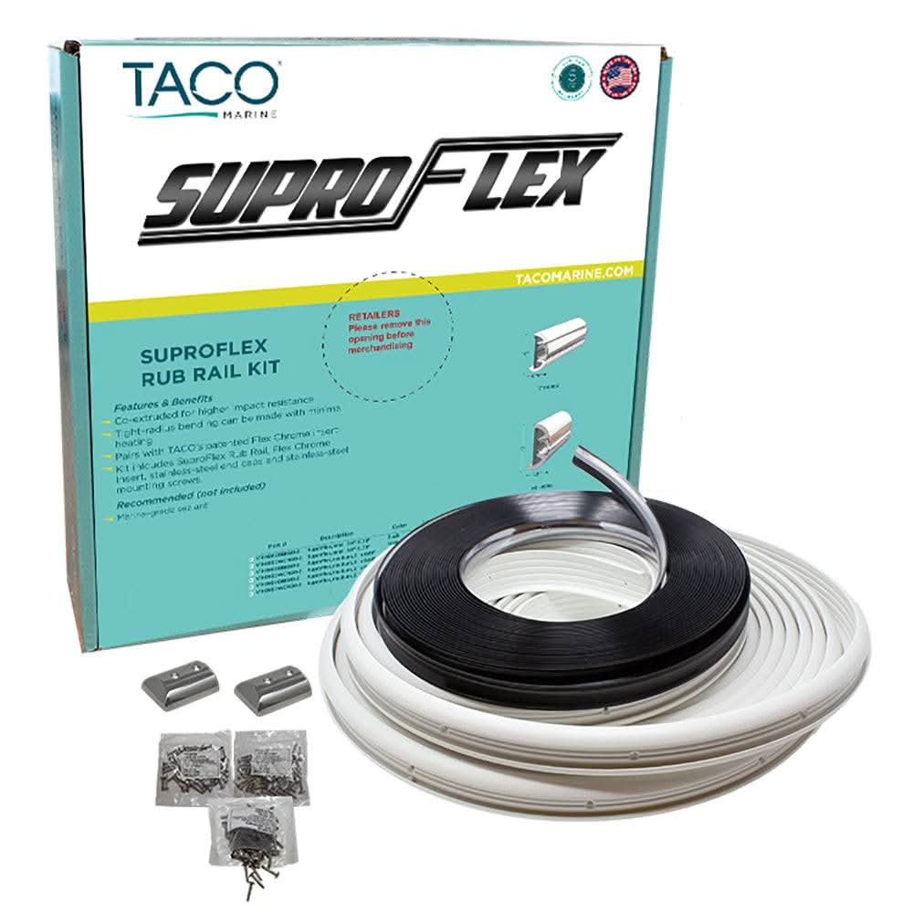 TACO SuproFlex Rub Rail Kit white with flex chrome insert boat accessory