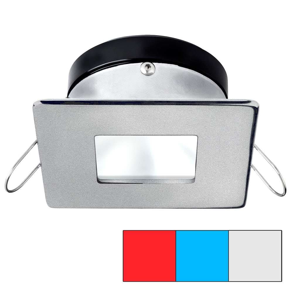 i2Systems Apeiron A1120 square spring mount light with brushed nickel finish and tri-color LED lighting