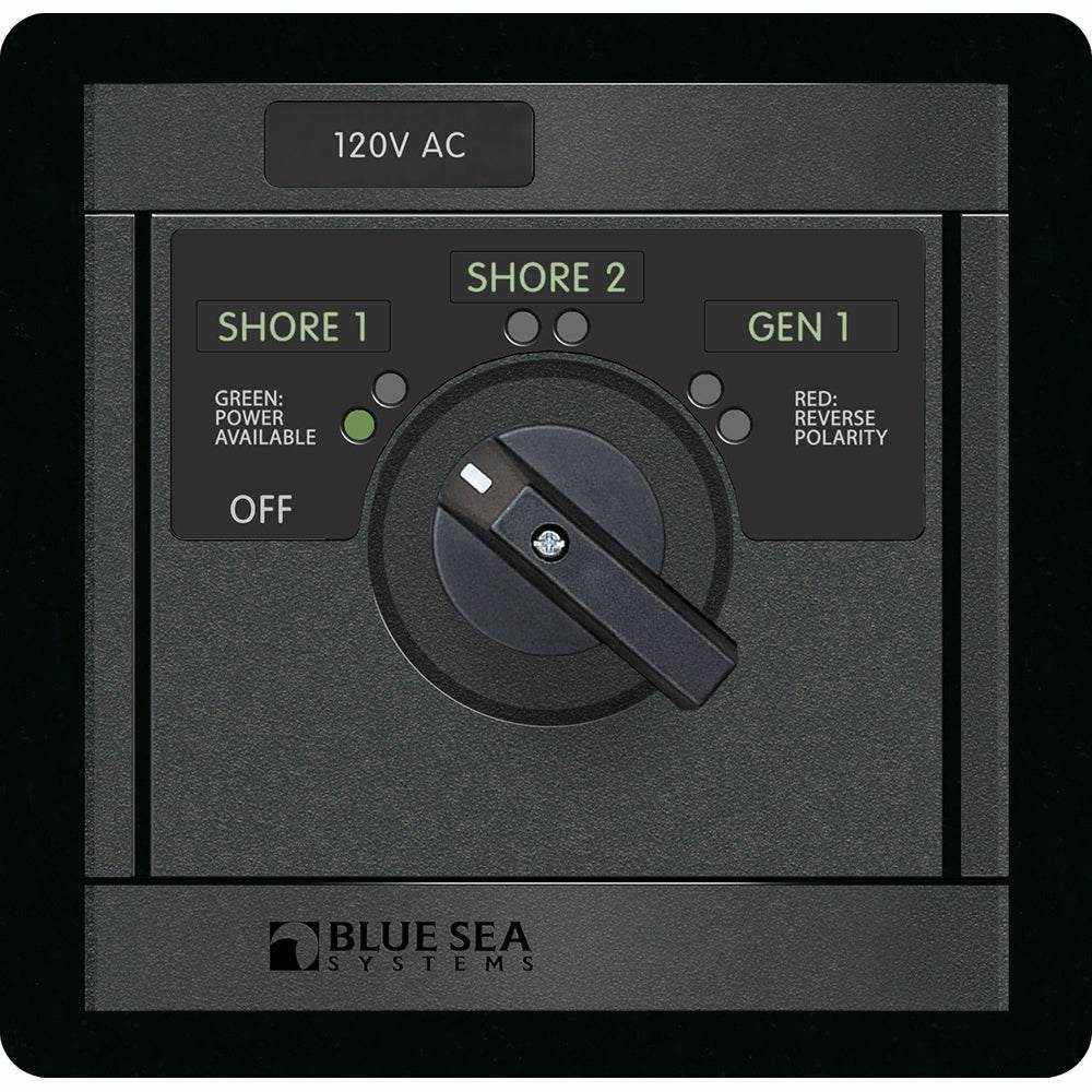 Blue Sea 1482 120V AC rotary switch with 30A rating and three source selection
