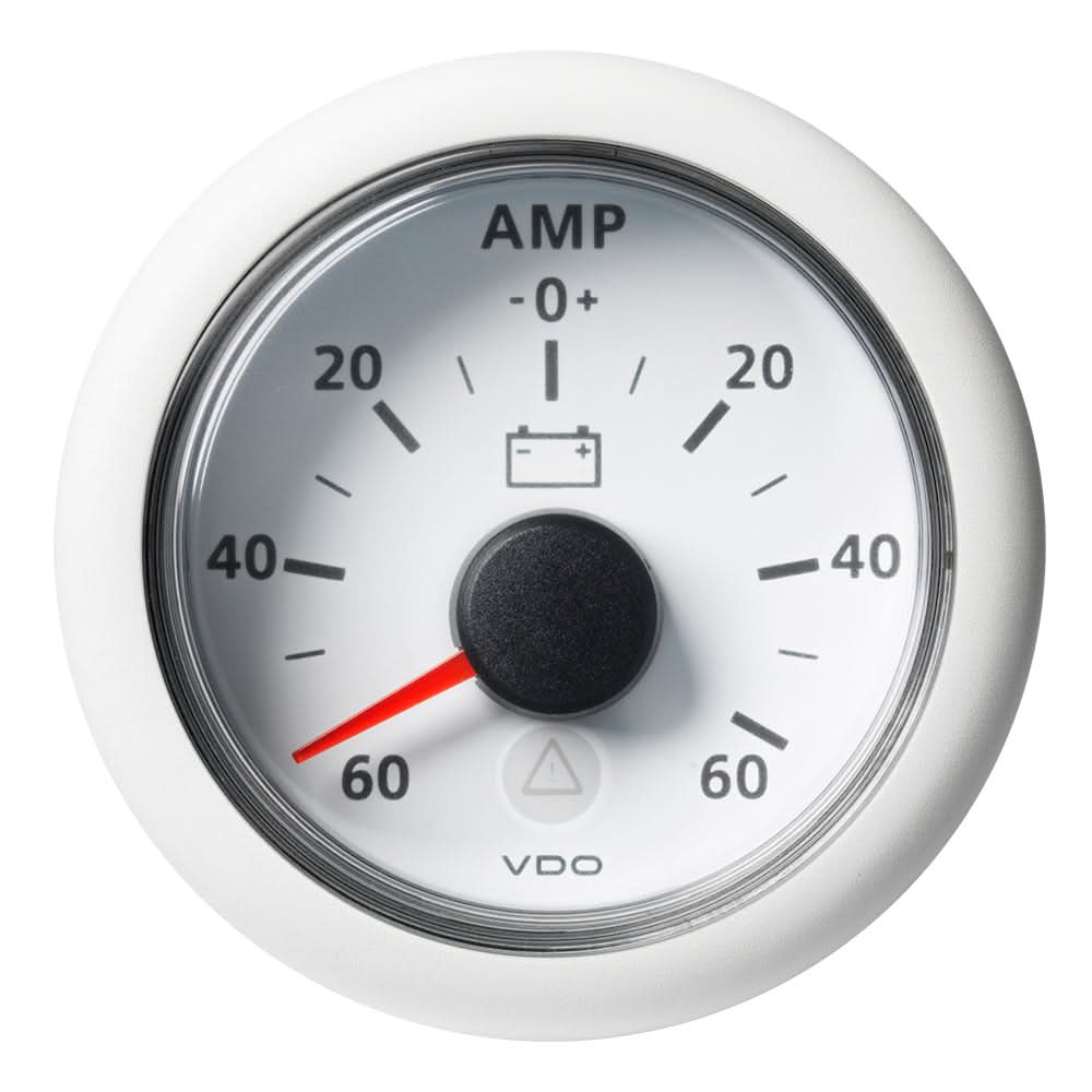 VDO Marine 2-1/16" (52mm) Viewline Battery Status Gauge -60/+60 AMP - 8 to 32V - White Dial & Bezel - A2C59512330