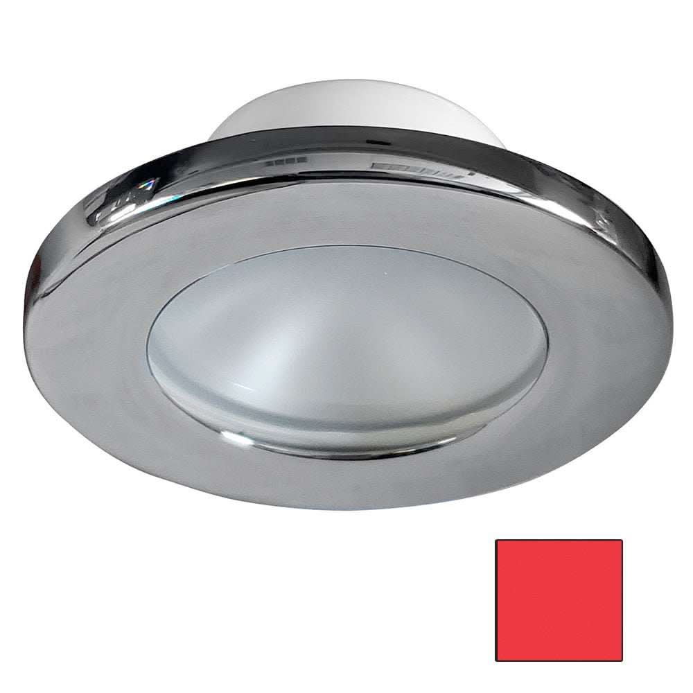 i2Systems Apeiron A3100Z screw mount marine LED light with polished chrome finish and red bezel