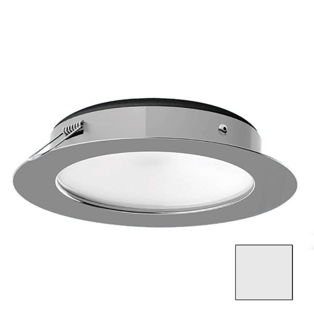 i2Systems Apeiron Pro XL A526 6W cool white marine LED downlight with polished chrome finish and spring mount