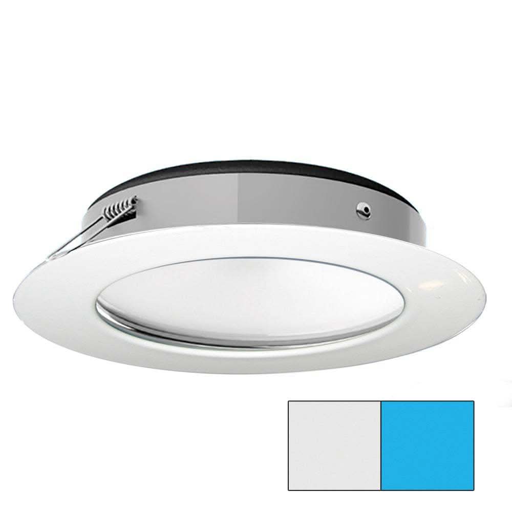 i2Systems Apeiron Pro XL A526 6W round spring mount marine LED light in cool white and blue with white finish