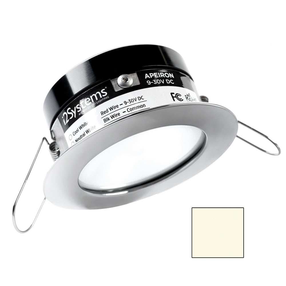 i2Systems Apeiron A503 3W spring mount marine LED downlight with polished chrome finish and neutral white light