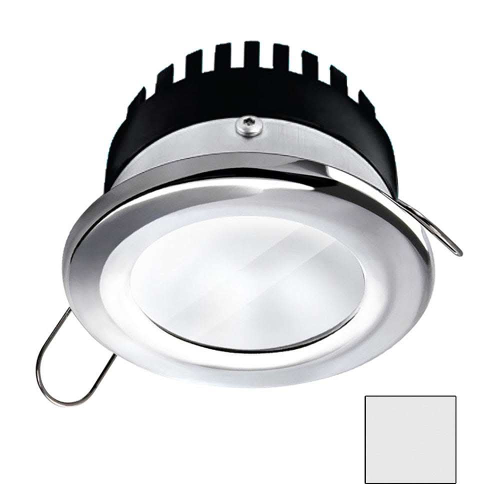 Apeiron A506 6W round spring mount marine LED light with polished chrome finish and cool white beam