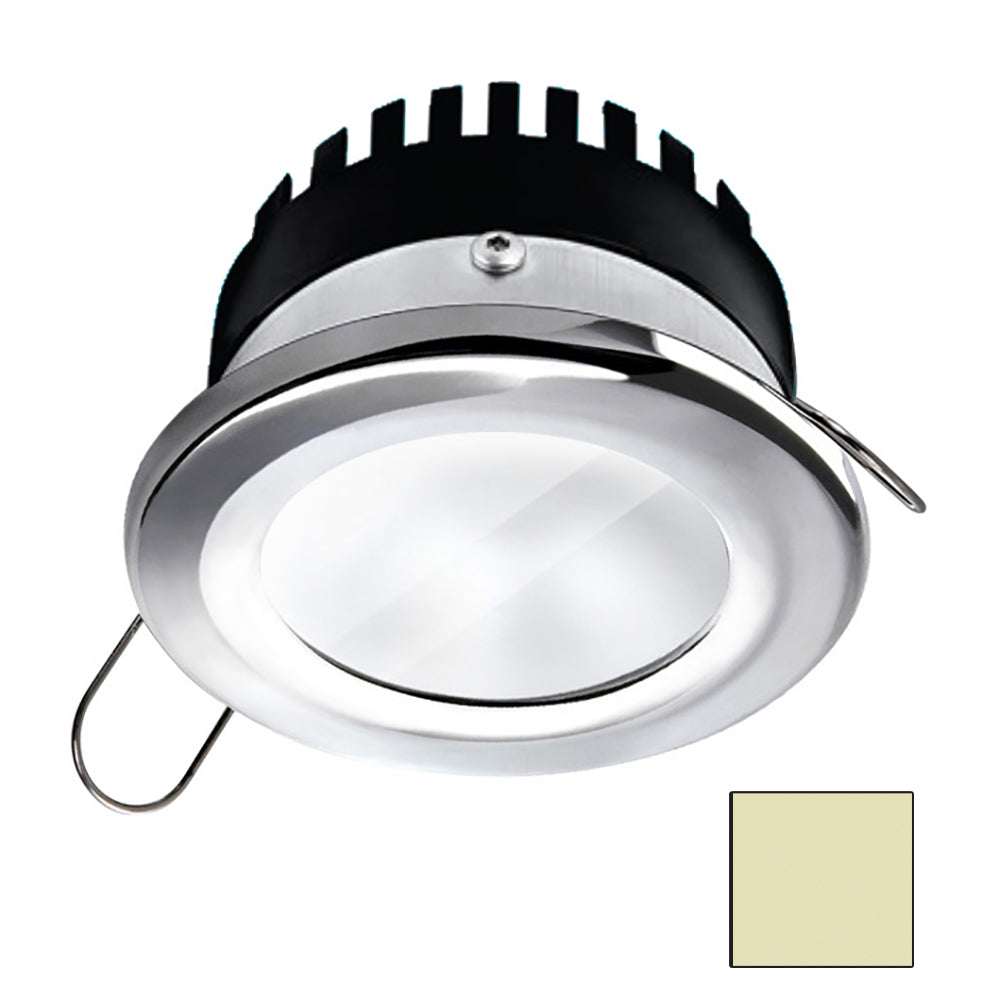 i2Systems Apeiron A506 6W round marine LED spring mount light with polished chrome finish and warm white color