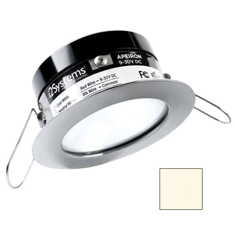 i2Systems Apeiron PRO A503 3W round spring mount neutral white LED light with brushed nickel finish