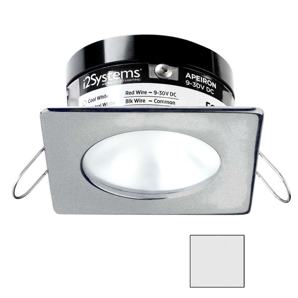 i2Systems Apeiron PRO A503 3W spring mount marine LED light with cool white color and brushed nickel finish, square design