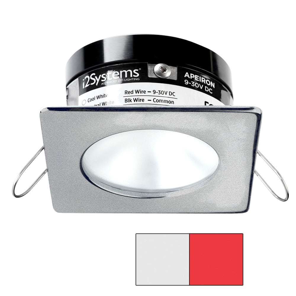 i2Systems Apeiron PRO A503 3W spring mount marine LED light with cool white and red, brushed nickel square trim