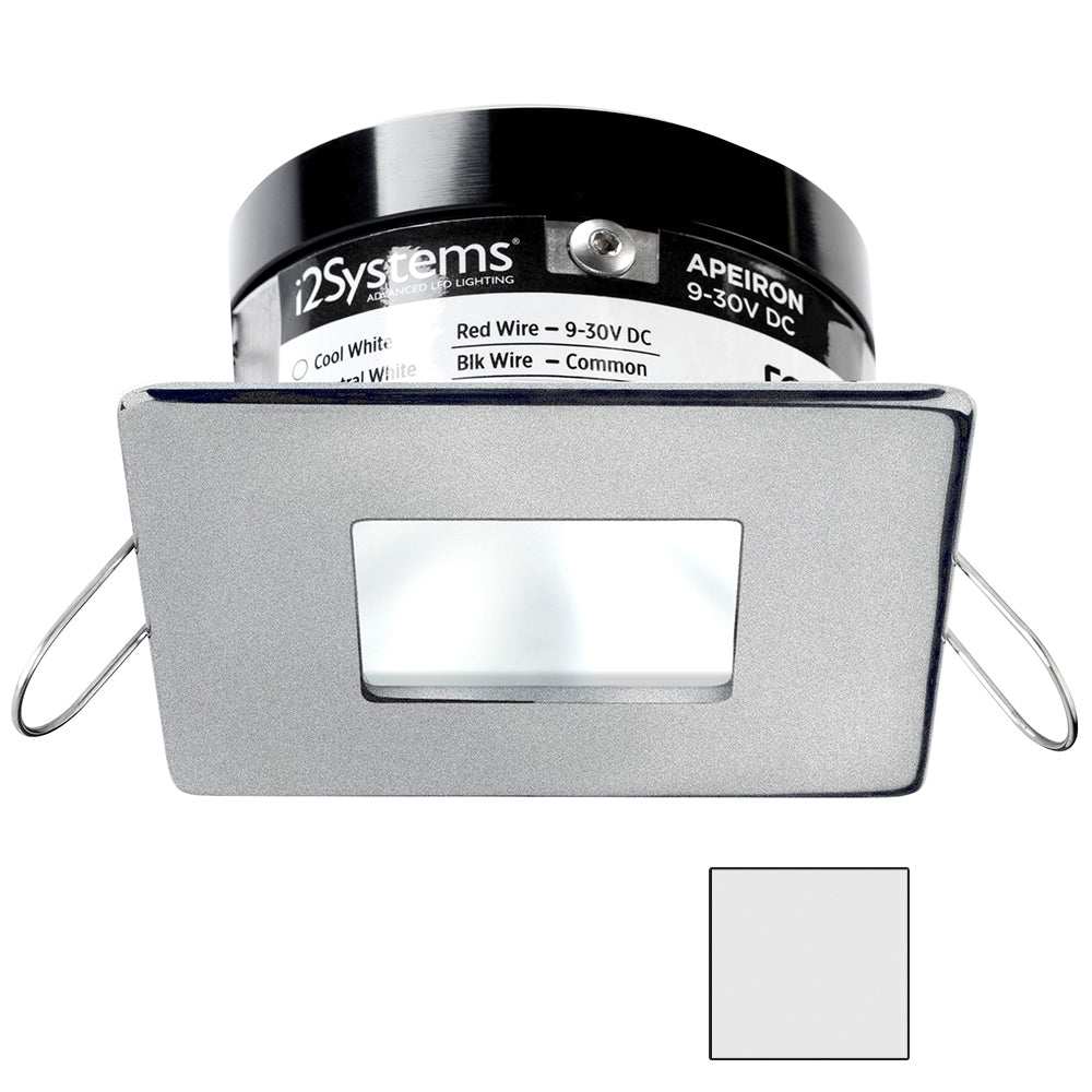 i2Systems Apeiron PRO A503 3W square spring mount marine LED light cool white brushed nickel finish
