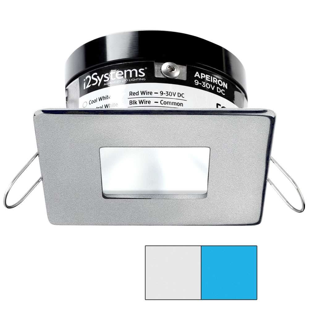 i2Systems Apeiron PRO A503 3W marine LED spring mount light square cool white blue brushed nickel finish