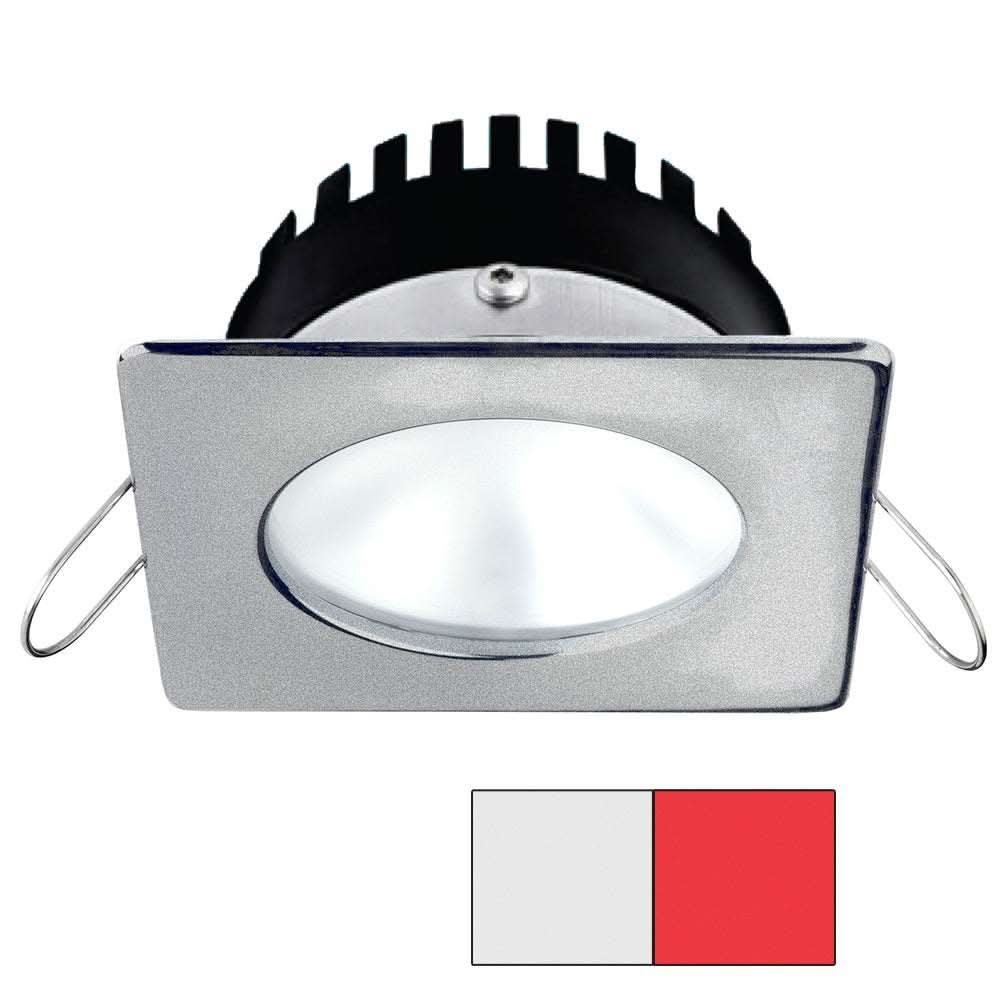 Apeiron PRO A506 6W spring mount marine LED light with brushed nickel finish, cool white and red colors, square frame