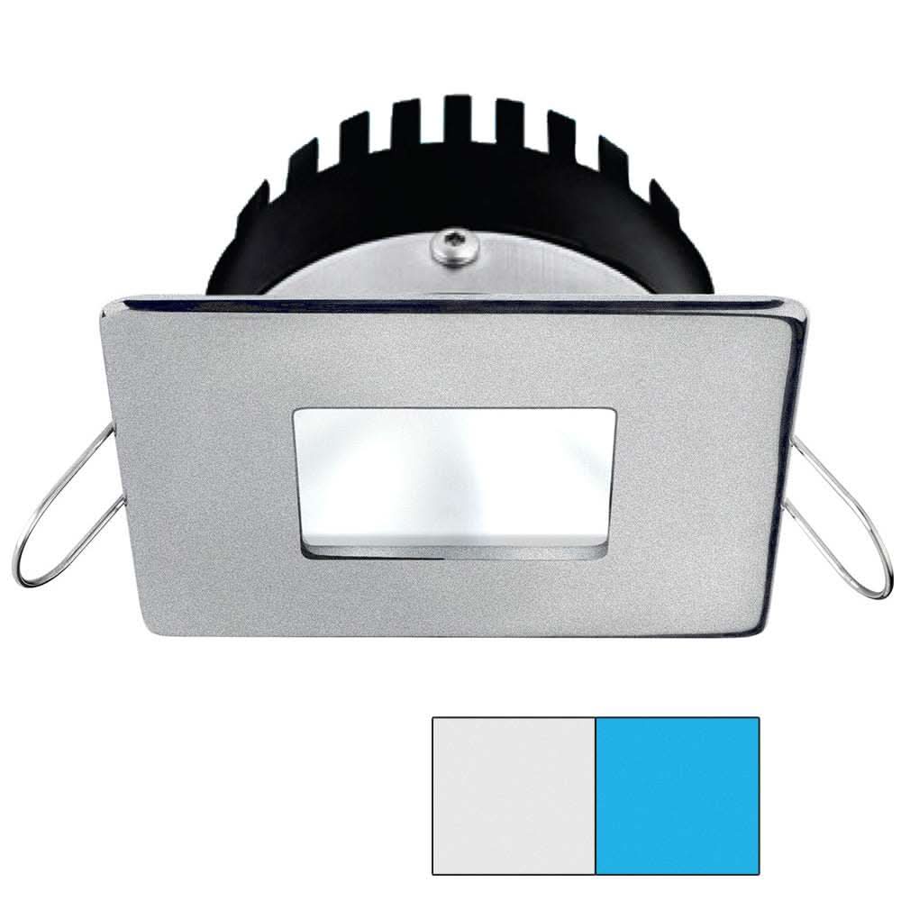 Apeiron PRO A506 6W spring mount marine LED light with square brushed nickel finish and cool white blue color options