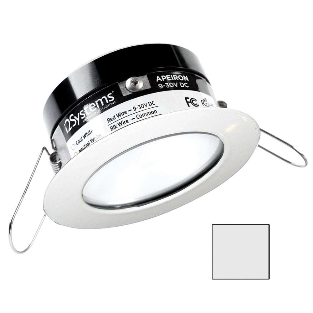 i2Systems Apeiron PRO A503 3W round spring mount marine LED light with cool white beam and white finish