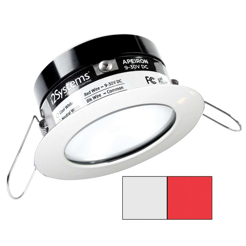 i2Systems Apeiron PRO A503 3W round marine LED spring mount light in cool white and red with white finish