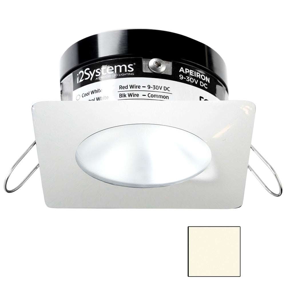 i2Systems Apeiron PRO A503 3W spring mount marine LED downlight in white finish with square and round options and neutral white light
