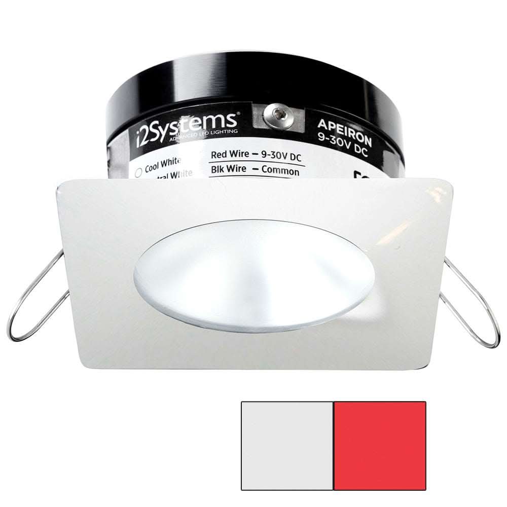 i2Systems Apeiron PRO A503 3W spring mount square cool white and red marine LED light with white finish