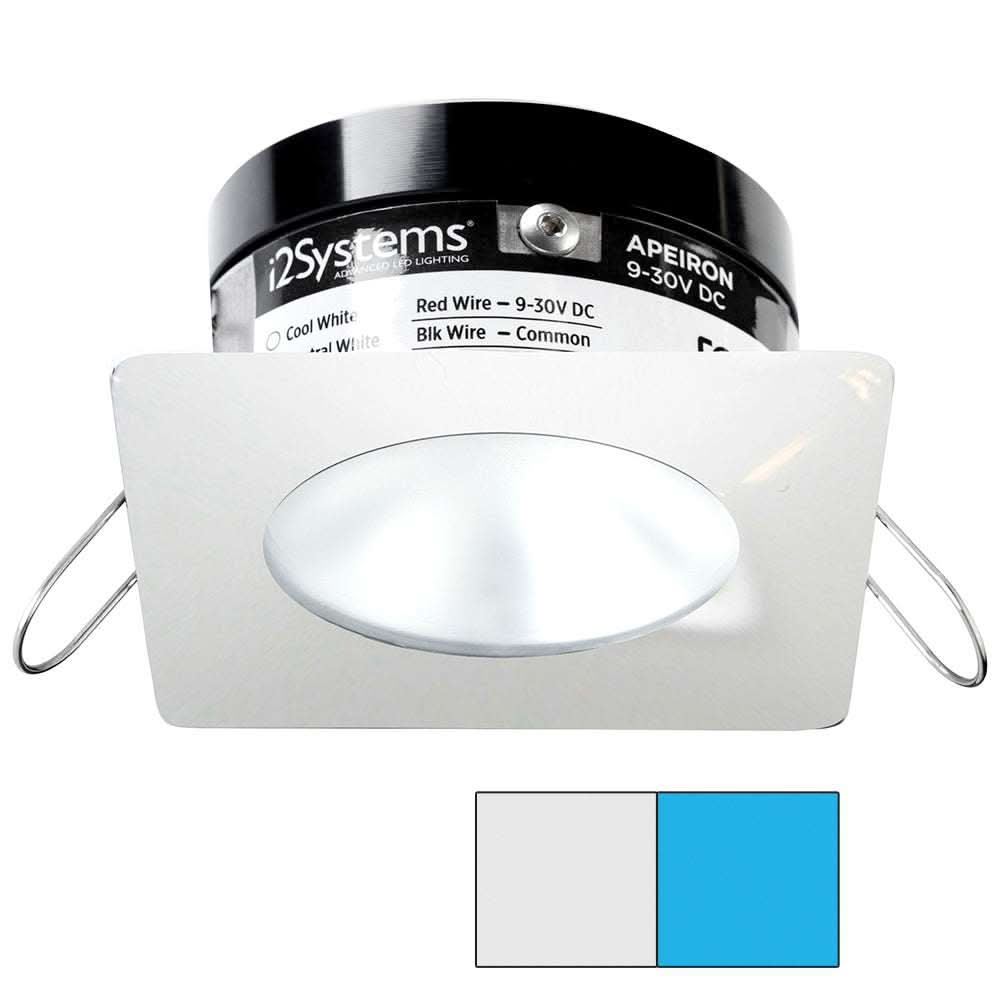 i2Systems Apeiron PRO A503 3W marine LED spring mount light square cool white and blue white finish