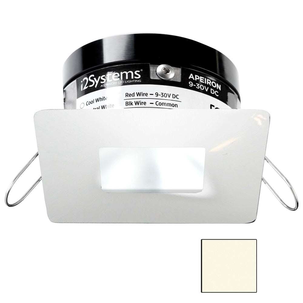 i2Systems Apeiron PRO A503 3W square spring mount marine LED light with neutral white color and white finish