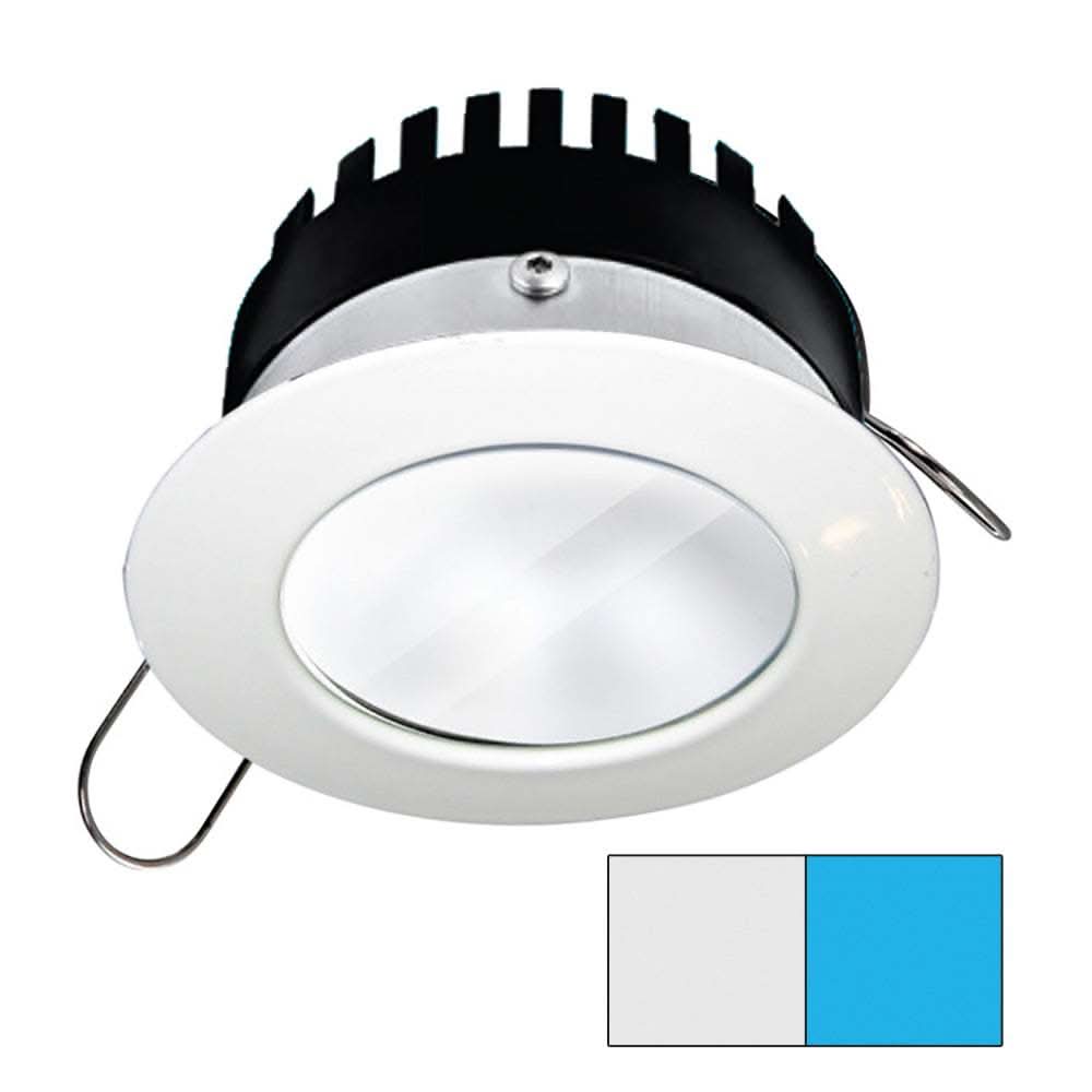 i2Systems Apeiron PRO A506 6W round spring mount marine LED light in cool white and blue with white finish