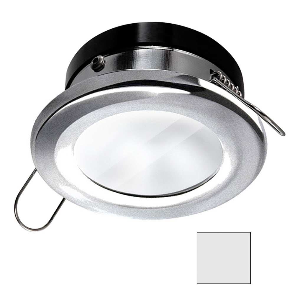 Apeiron A1110Z 4.5W round spring mount marine LED light with cool white color and brushed nickel finish